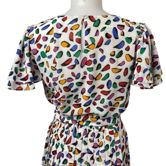 Vintage LTD by Roberta Colorful Polka Dot 80s 70s Dress Size Small - Picture 6 of 10